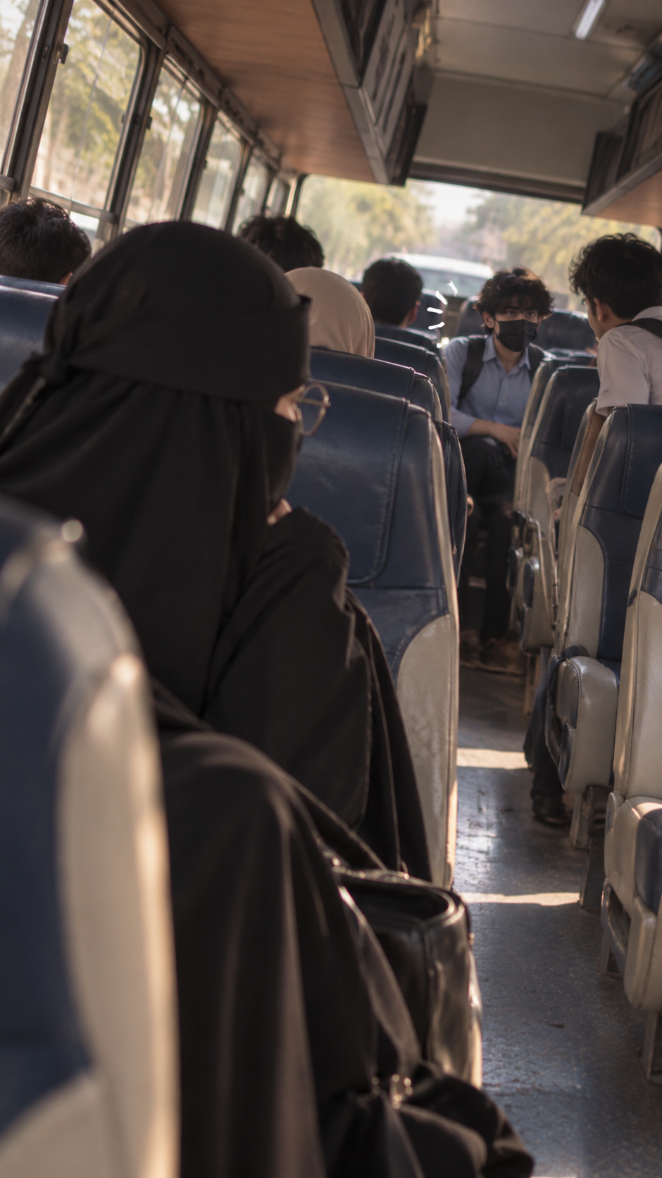 A moment on the college bus